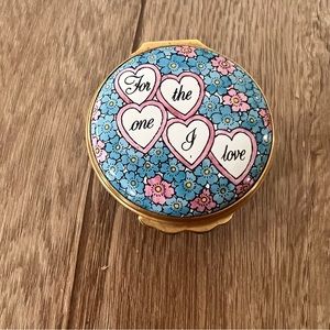 Vintage 1987 Halcyon Days Enamels England “ For The One I Love‎ “ Trinket Box